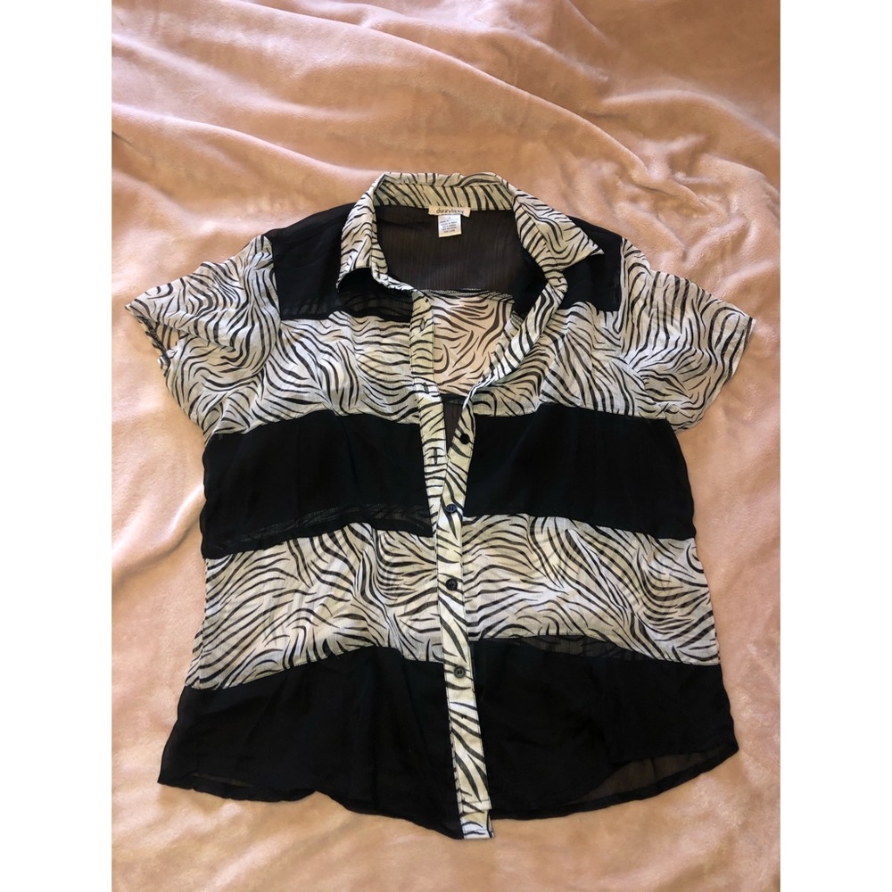 Zebra colorblock sheer blouse